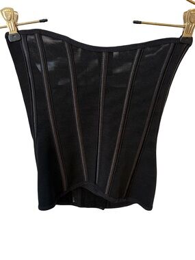 Whimsigoth Festival Rave Club Womens Black Strapless Boned Corset Top XXS